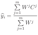 $\displaystyle \widehat y_i=\frac{\sum\limits_{j=1}^{m}{W^j C^j}}{\sum\limits_{j=1}^{m}{W^j}}$
