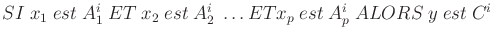 $SI  x_1  est  A_1^i  ET  x_2  est  A_2^i  \ldots ET x_p  est  A_p^i  ALORS  y  est C^i$